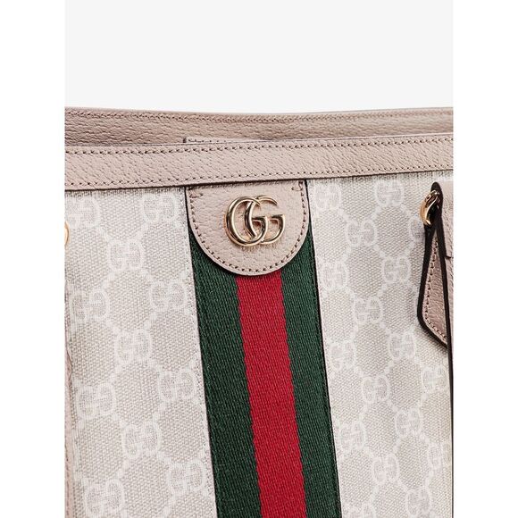 Gucci Women Gg Supreme Fabric And Leather Shoulder Bag With Frontal Web Band - Picture 5 of 5